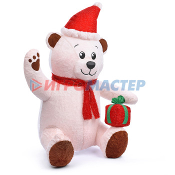 Фигуры новогодние Медведь S1774 с колпачком и подарком, надувной, со встроенным вентилятором (120см)