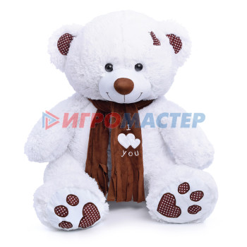 Мягкая игрушка Медведь Тони с шарфом В110 цвет: белый