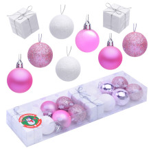 Набор новогодних шаров S1666 &quot;Новогодние забавы&quot; белые,нежно-розовые (4см*16шт)