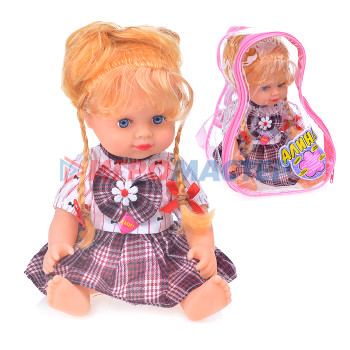 Куклы, пупсы интерактивные, функциональные Кукла 5517 &quot;Оксана&quot; озвученная, в платье, бантик в клетку, в рюкзаке