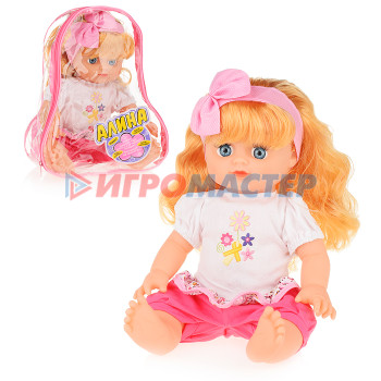 Куклы, пупсы интерактивные, функциональные Кукла 5298 &quot;Алина&quot; озвуч. в розовой повязке, в рюкзаке