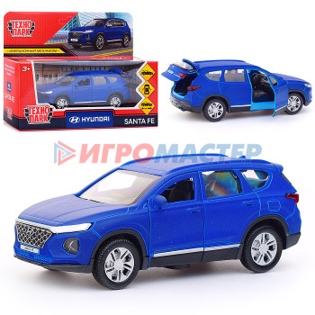 Коллекционные модели Машина металл Hyundai Santafe Soft 12 см, (двери, багаж, синий) инерц., в коробке