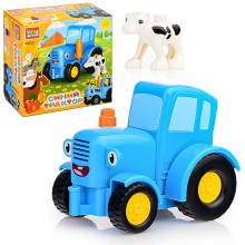 Конструктор большие кубики: Синий трактор с коровой, 5 дет. 