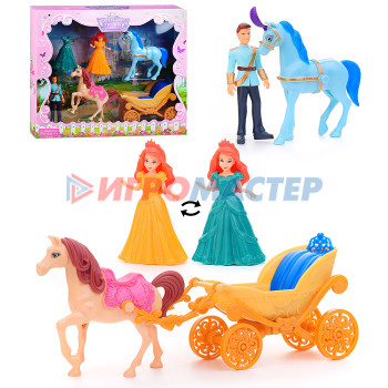 Кареты с лошадьми, машины для кукол Карета SS047C &quot;Королева бала&quot; с лошадкой и фигурками, в коробке