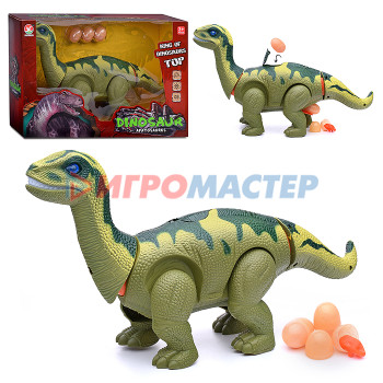 Интерактивные животные, персонажи Динозавр 666-25A &quot;Апатозавр&quot; на батарейках, в коробке