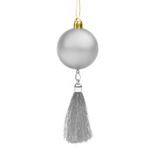 Новогоднее подвесное украшение &quot;Серебряный шарик&quot; с кисточкой из полипропилена и полиэстера 15x5x5см