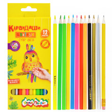 Набор цветных карандашей 12 цв. &quot;Супер цвета&quot; трехгран. корп. дерев. карт.уп.