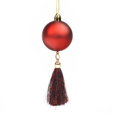 Новогоднее подвесное украшение &quot;Красный шарик&quot; с кисточкой из полипропилена и полиэстера15x5x5см 