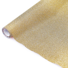 Пленка самоклеящаяся с блестками 45x100 см, золотистая, PP 100 мкм, в рулоне