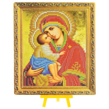 Алмазная мозаика с мольбертом &quot;Донская Икона Божией Матери&quot; 21х25 см, 1 дизайн, частичная выкладка, 