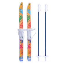 Игровые лыжи «Лыжики-пыжики» Ручки (игрушка детская)  75/75 см, крепление мягкое пластиковое, с палк