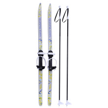 Лыжи подростковые &quot;Ski Race&quot; 130/100 см, унив.крепление, с палками стеклопластик серые.
