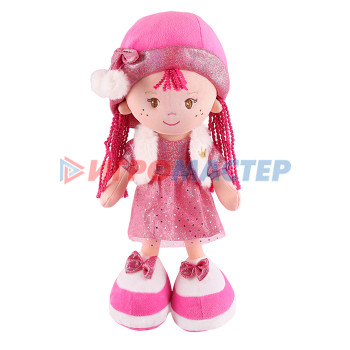 Мягкая игрушка Кукла Малышка Ника в розовом платье и шляпке, 35 см