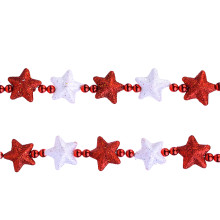 Новогоднее украшение S1767 &quot;Бусы&quot; Звезды 120см (красный-белый)