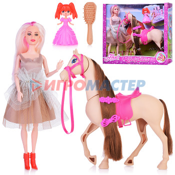 Куклы аналоги Барби Набор кукол JN686-14 &quot;Прогулка&quot; с лошадкой, в коробке