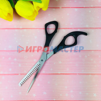Ножницы для стрижки волос филировочные, с упором, ручки пластик овальные,16см