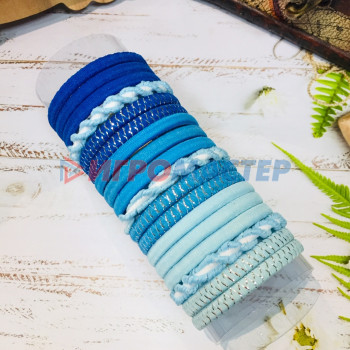 Резинки для волос детские в тубе 18шт "ЗАБАВА", спиральки, цвет голубой, d-4см (наклейка Кокетка)
