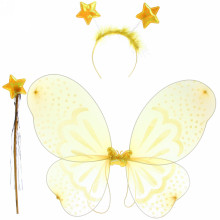 Карнавальный набор (крылья, ободок, палочка) "Фея горошки" желтый