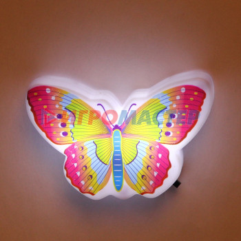 Ночник-светильник "Бабочка"9*5,5см 4LED 2W 220V, микс цветов