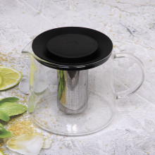 Чайник заварочный стеклянный 1500мл "Хай-Тек" с металлическим ситом и пластиковой крышкой Селфи