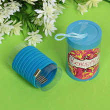 Резинки для волос детские в тубе 9шт "ЗАБАВА", цвет голубой, d-4см (наклейка Кокетка)