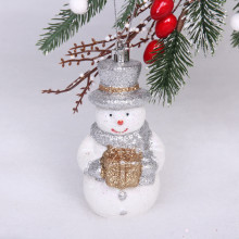 Ёлочная игрушка "Сияющий снеговик" 6*5,5*12 см, серебро