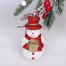 Ёлочная игрушка "Сияющий снеговик" 6*5,5*12 см, красный
