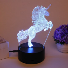 Светильник ночник "3D-Волшебный Единорог" на пластиковой подставке, с включателем USB