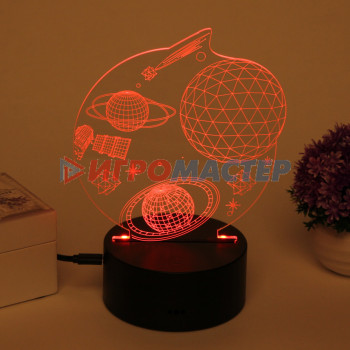 Светильник ночник "3D-Космос" на пластиковой подставке, с включателем USB
