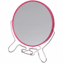 Зеркало настольное в металлической оправе "Практика" круг, подвесное, цвет розовый, d-14см