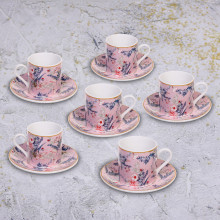 Кофейный набор 12 предметов "Paradise" (6кружек 90мл+6блюдец), розовый