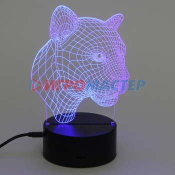 Светильник ночник "3D-Пантера" на пластиковой подставке, с включателем USB