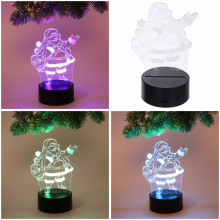 Светильник ночник "3D-Дедушка Мороз" на пластиковой подставке, с включателем USB