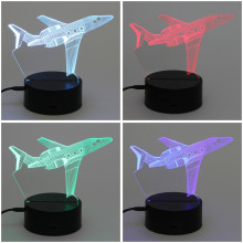 Светильник ночник "3D-Самолёт" на пластиковой подставке, с включателем USB
