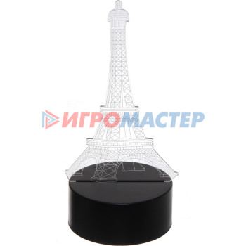 Светильник ночник "3D-Эйфелева башня" на пластиковой подставке, с включателем USB