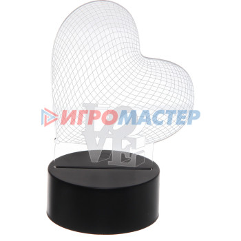 Светильник ночник "3D-LOVE" на пластиковой подставке, с включателем USB