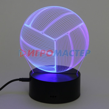 Светильник ночник "3D-Мяч" на пластиковой подставке, с включателем USB