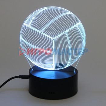 Светильник ночник "3D-Мяч" на пластиковой подставке, с включателем USB