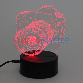 Светильник ночник "3D-Фотоаппарат" на пластиковой подставке, с включателем USB