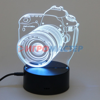 Светильник ночник "3D-Фотоаппарат" на пластиковой подставке, с включателем USB