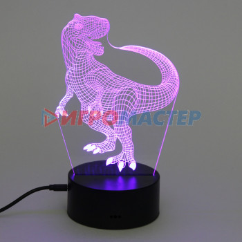 Светильник ночник "3D-Динозавр" на пластиковой подставке, с включателем USB