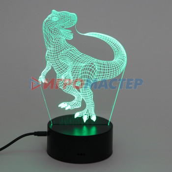 Светильник ночник "3D-Динозавр" на пластиковой подставке, с включателем USB