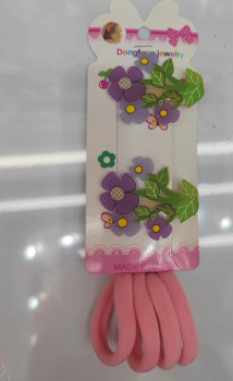 Аксессуары в наборах Аксессуары для волос детские в наборе 2 зажима и 4 резинки «РОЗОВОЕ ОБЛАКО», цветы, цвет как на фото,14*6см (пакет с подвесом)