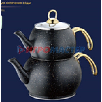 Чайники из нержавеющей стали Чайник двойной турецкий 1,2+2л "Vicalina" черный VL-AA02H