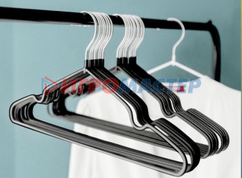 Плечики для одежды Плечики металлические нескользящие с полимерным покрытием 10шт "ТАРТИТАН", цвет чёрный, 40см