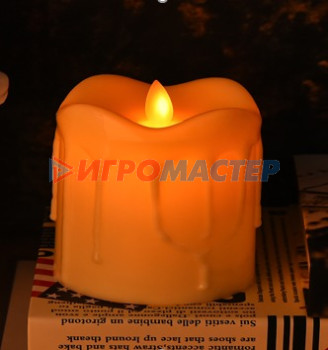 Свечи и подсвечники Сувенир с подсветкой "Свеча - Сияние" 9*10 см (работает от батареек 3 ААА)