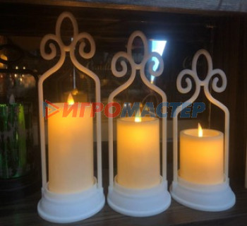 Свечи и подсвечники Сувенир с подсветкой "Свеча - Винтаж" 11*26 см (работает от батареек 3 ААА)