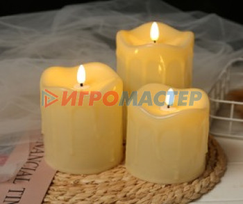 Свечи и подсвечники Сувенир с подсветкой "Свеча - Огонь" 9*12,5 см (работает от батареек 3 АА)
