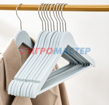 Плечики для одежды Плечики деревянные с выемками 3шт "ИДЕЯДОМА", цвет серый, 40*21см (Селфи)