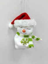 Елочная игрушка "Зимний снеговик" 6*6*11 см, зеленый